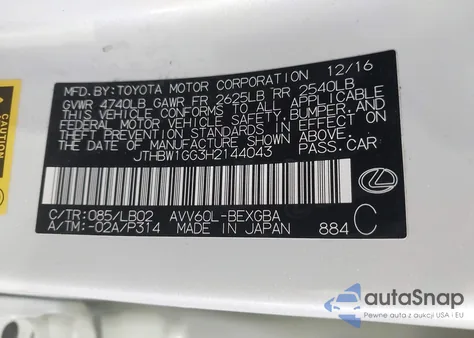 2017 Lexus Es 300H from USA, damaged, VIN JTHBW1GG3H2144043